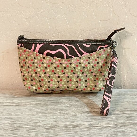 New Gap Canvas Pouch Wristlet Love Heart Pink Brown Tan Multi NWOT - Picture 1 of 8